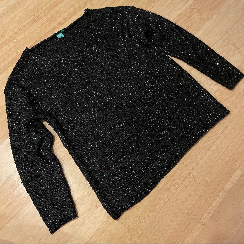 Farm Rio Beaded Black Long Sleeve